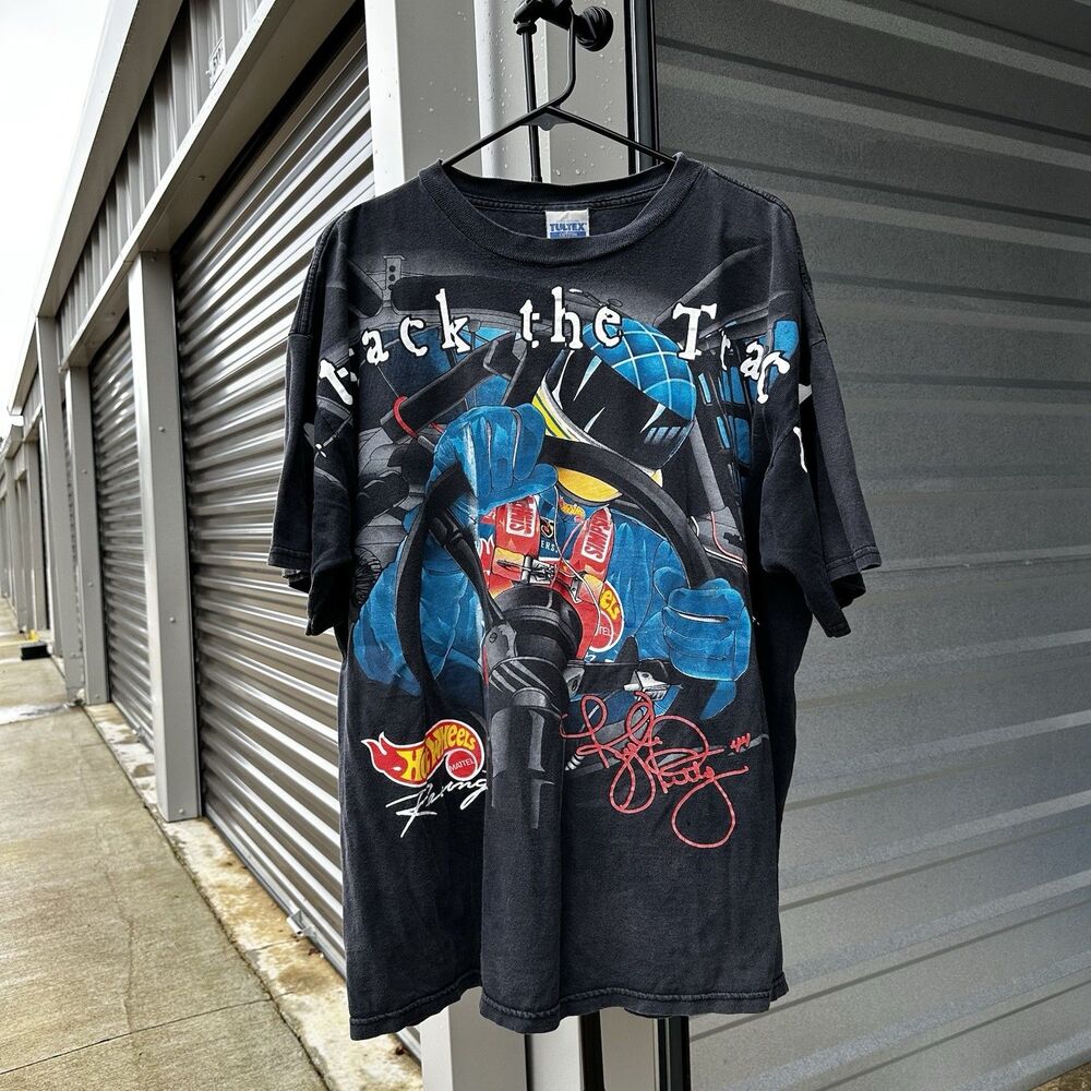 Vintage 1997 Kyle Petty AOP Hot Wheels Nascar T Shirt All Over Print Men’s XXL